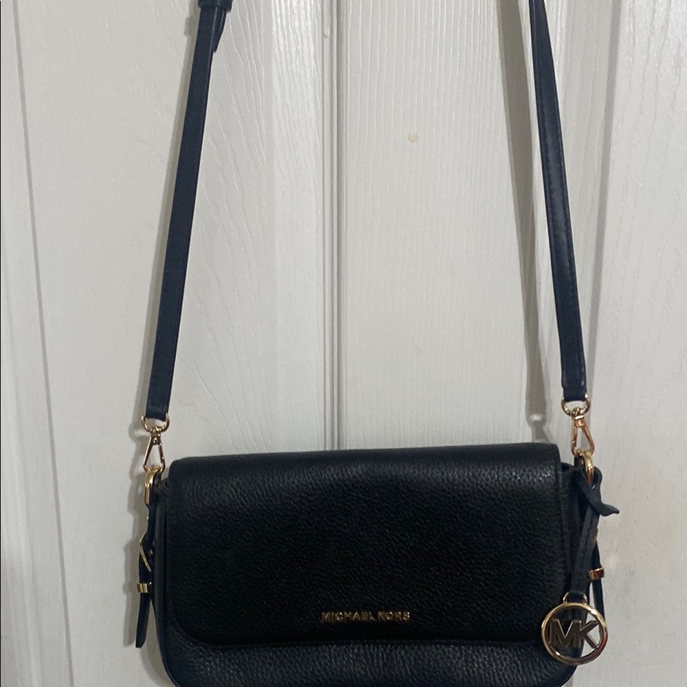 Michael Kors Black Leather Crossbody Bag with Signature Hardware